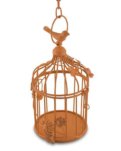 Bird Cage with Floral Vine Small Single, with hanging chain