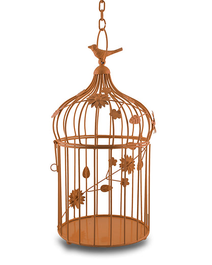 Bird Cage with Floral Vine Large Single, with hanging chain