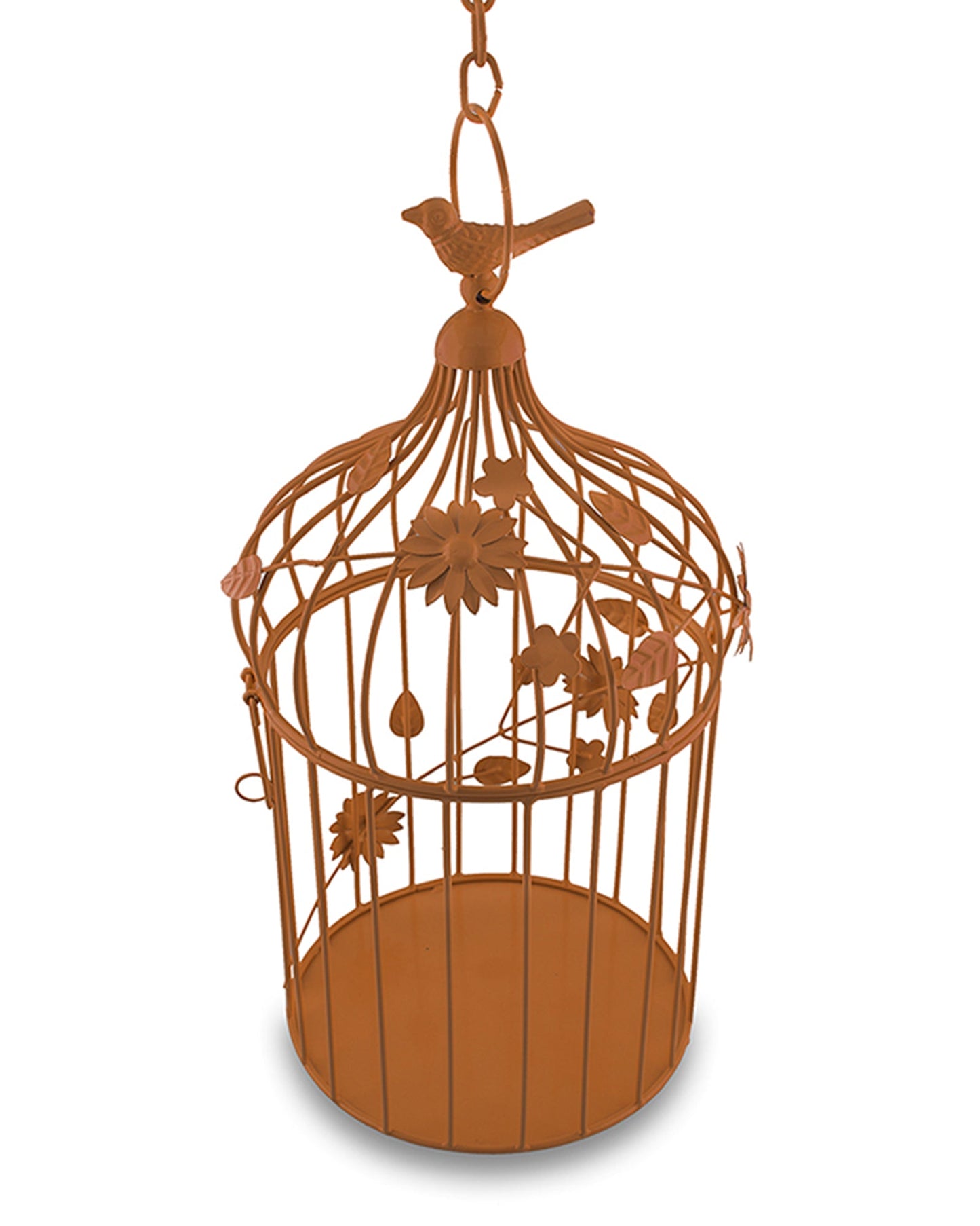 Bird Cage with Floral Vine Large Single, with hanging chain