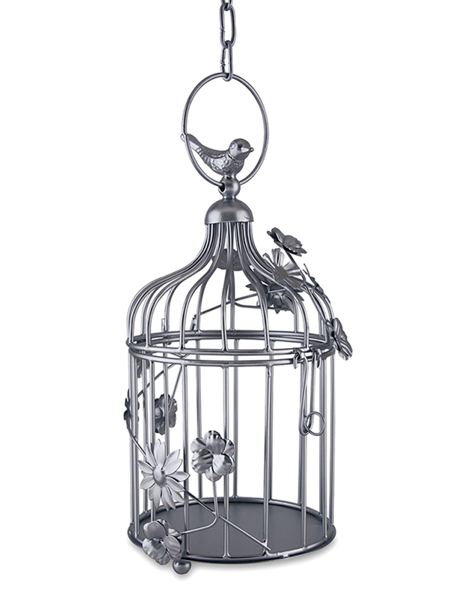 Bird Cage with Floral Vine Small Single, with hanging chain