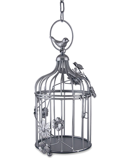 Bird Cage with Floral Vine Small Single, with hanging chain