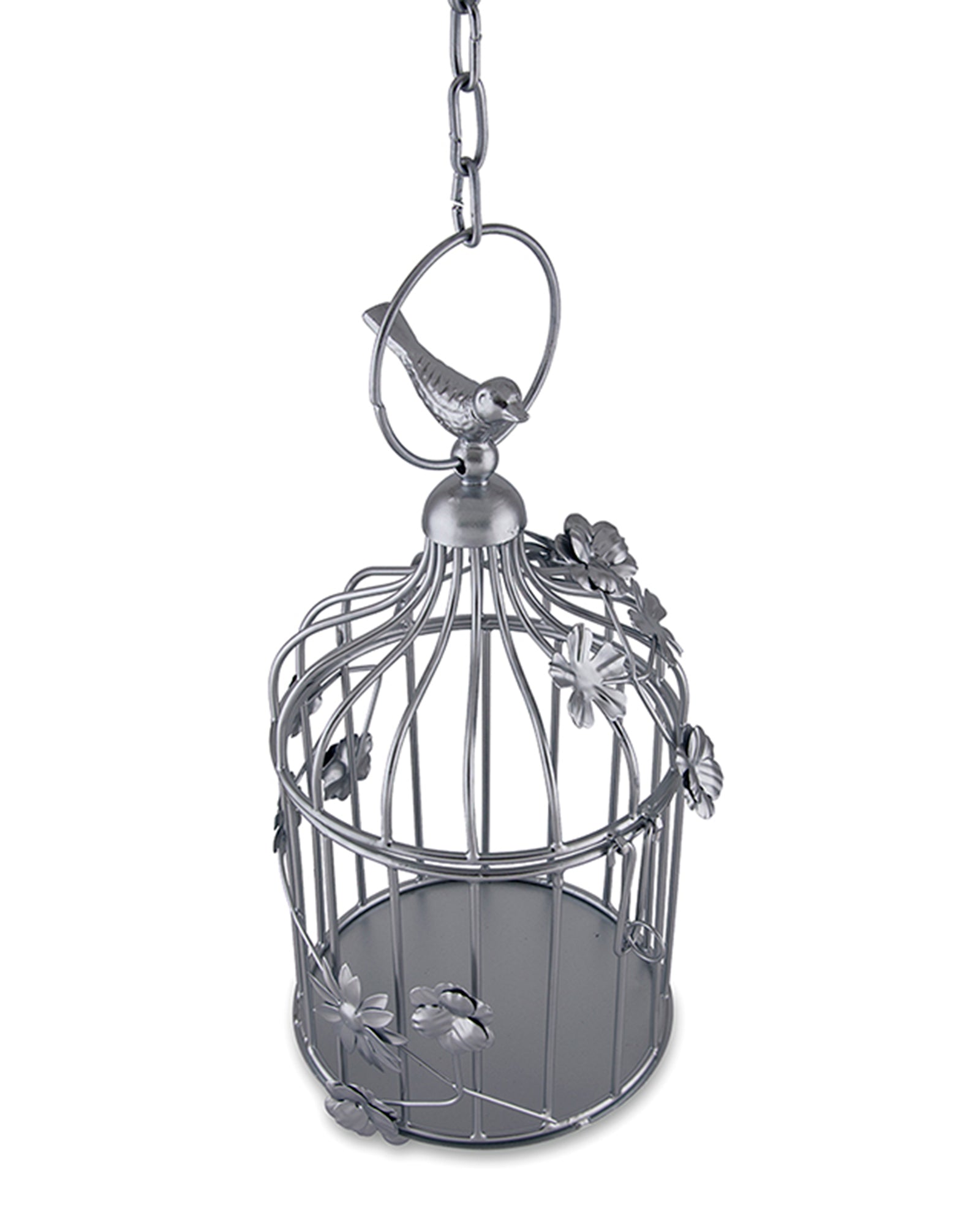 Bird Cage with Floral Vine Small Single, with hanging chain