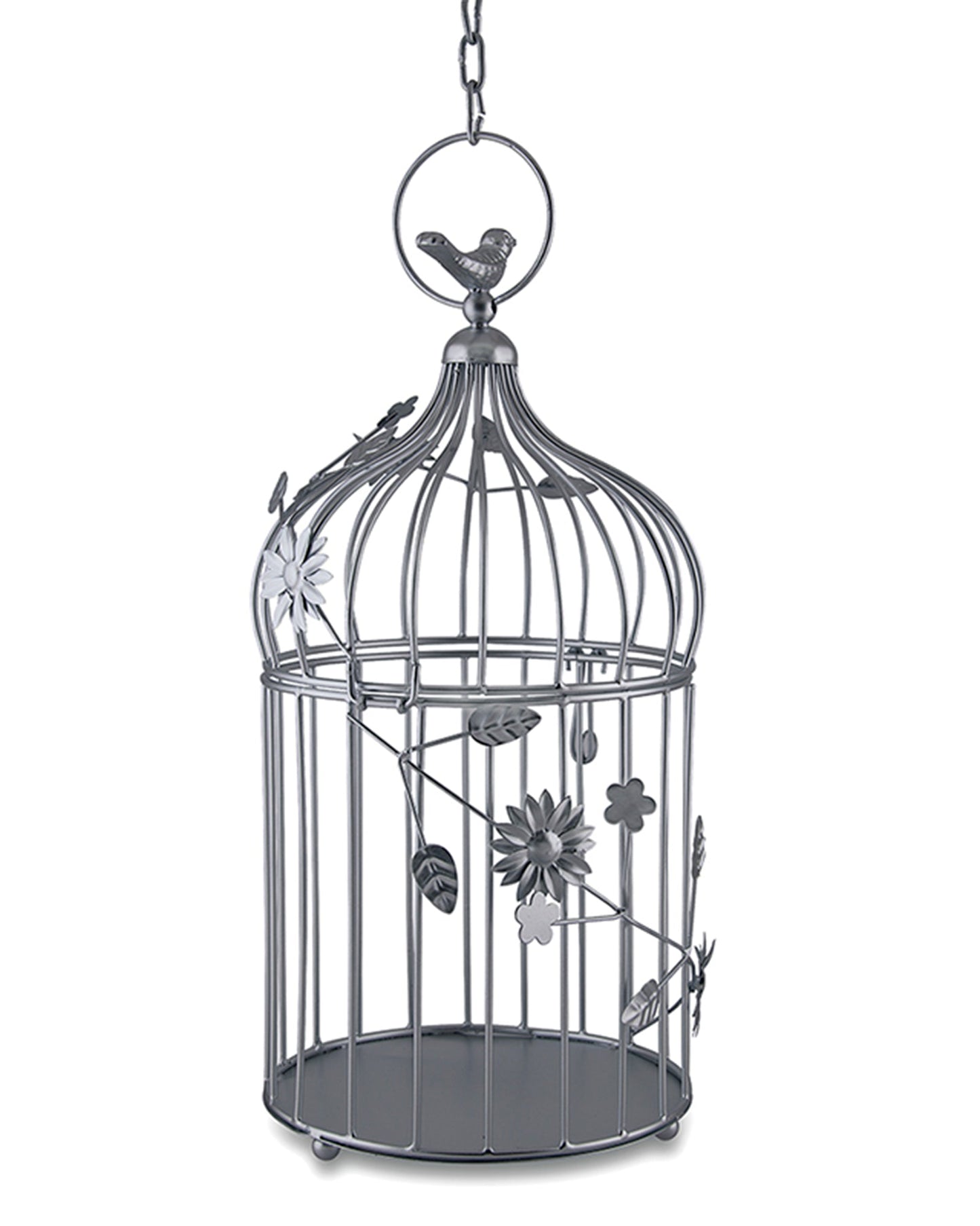 Bird Cage with Floral Vine Large Single, with hanging chain