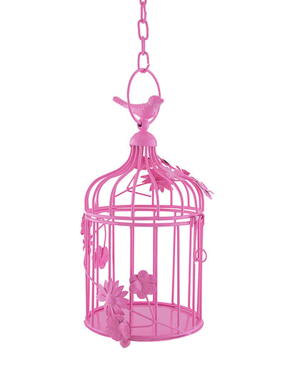 Bird Cage with Floral Vine Small Single, with hanging chain