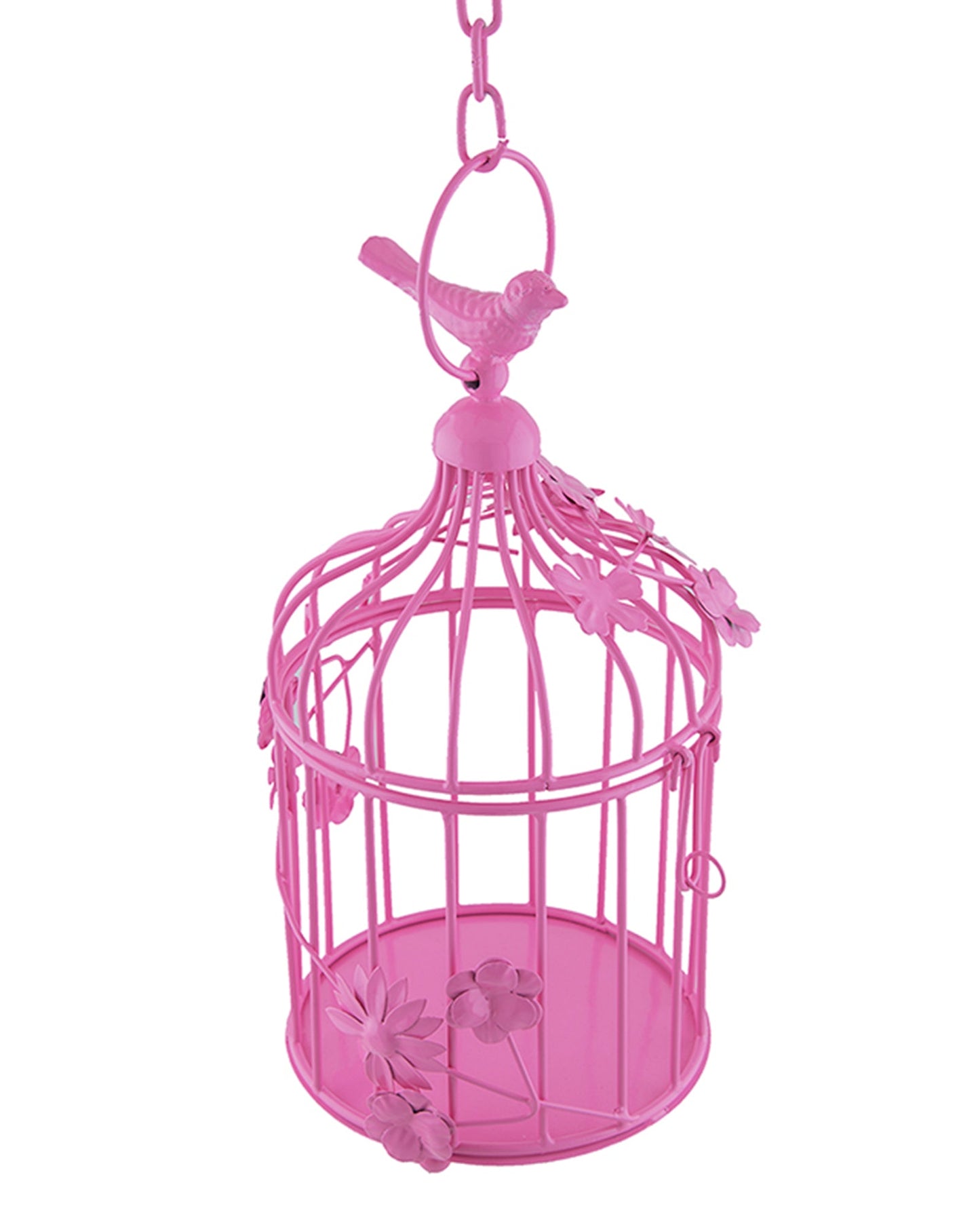 Bird Cage with Floral Vine Small Single, with hanging chain