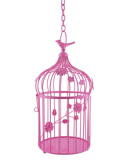 Bird Cage with Floral Vine Large Single, with hanging chain