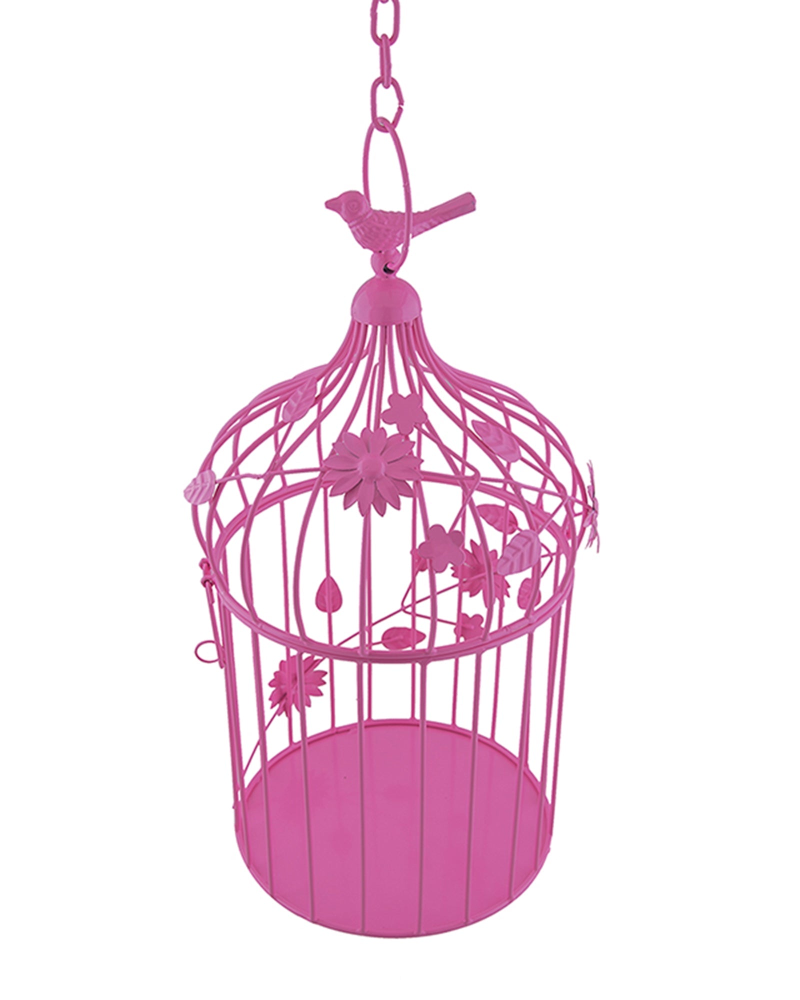 Bird Cage with Floral Vine Large Single, with hanging chain
