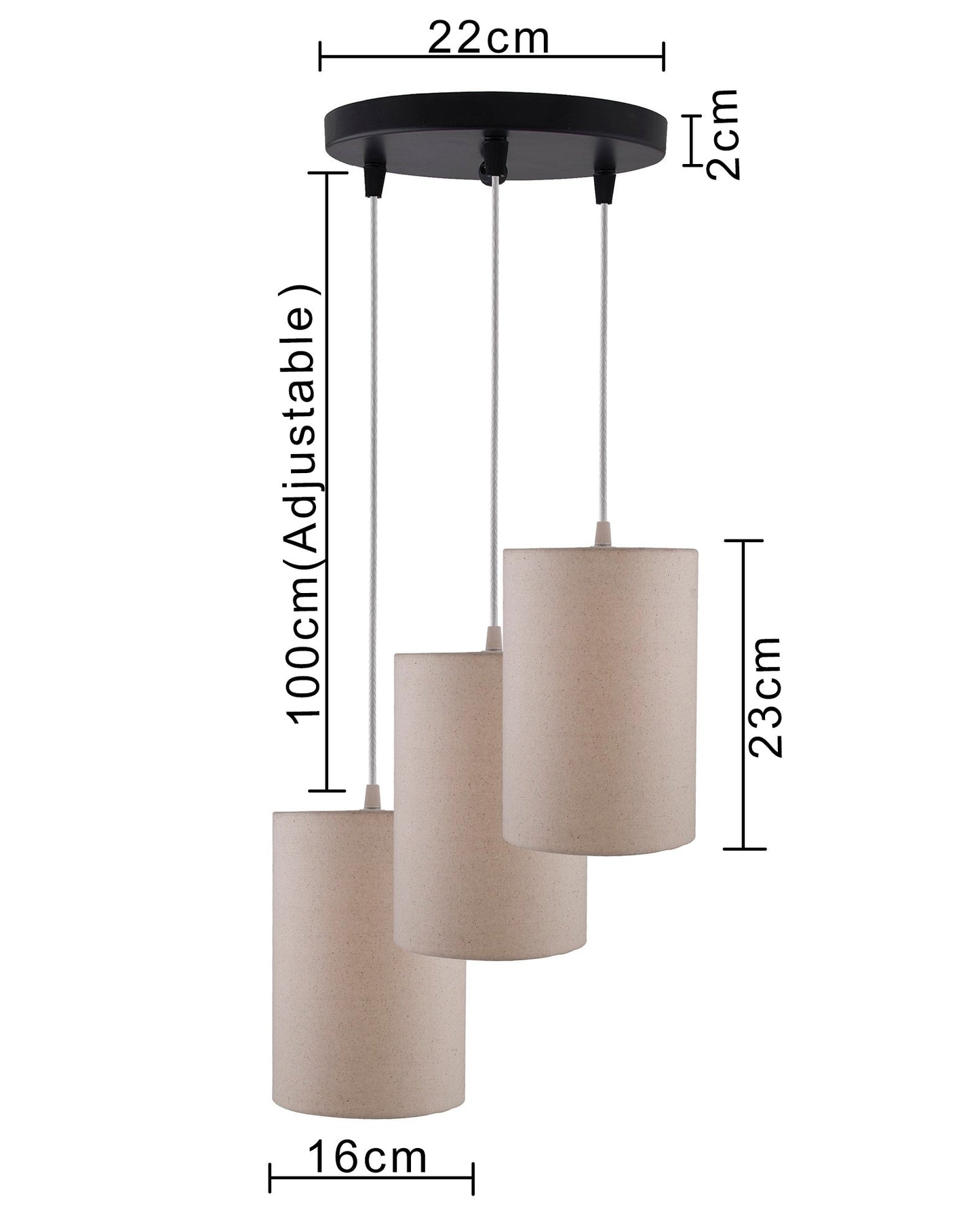 3-lights Round Cluster Chandelier shade Hanging Pendant Light with Braided Cord