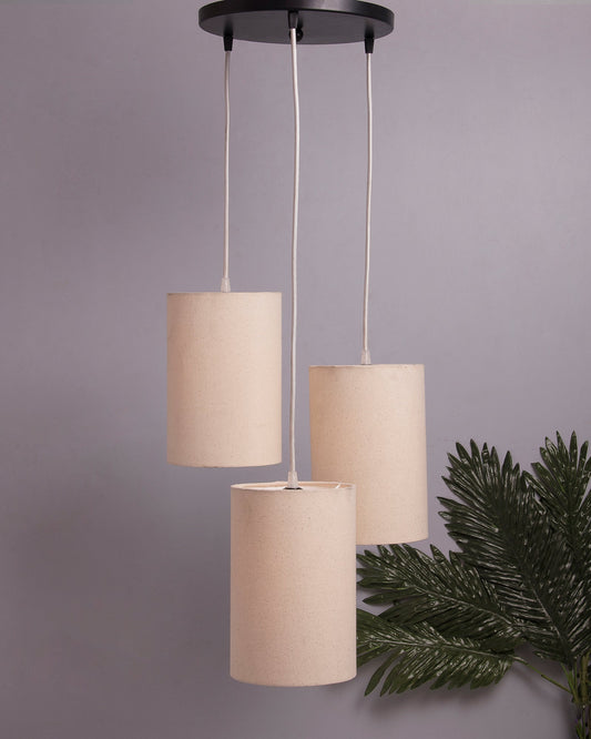 3-lights Round Cluster Chandelier shade Hanging Pendant Light with Braided Cord