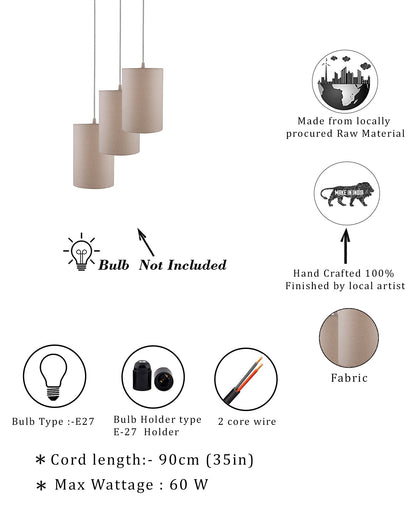 3-lights Round Cluster Chandelier shade Hanging Pendant Light with Braided Cord