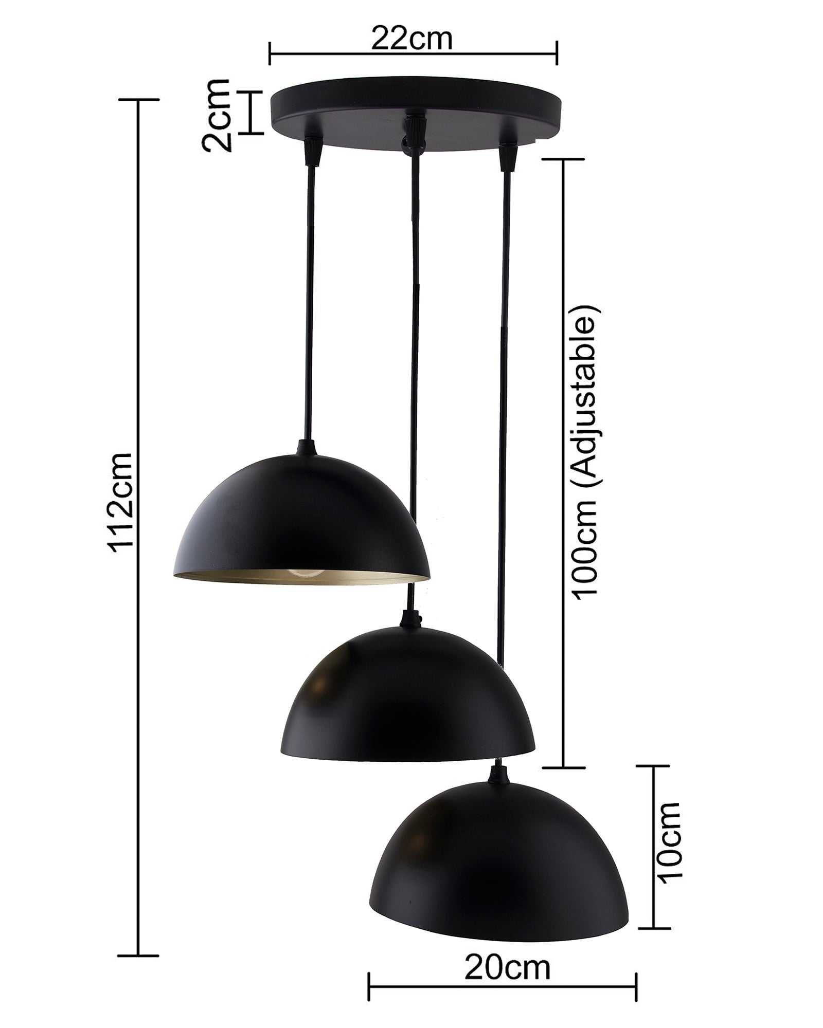 3-lights Round Cluster Chandelier 8" Pendant Hanging Pendant Light with Braided Cord