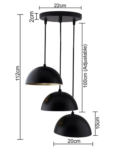 3-lights Round Cluster Chandelier 8" Pendant Hanging Pendant Light with Braided Cord