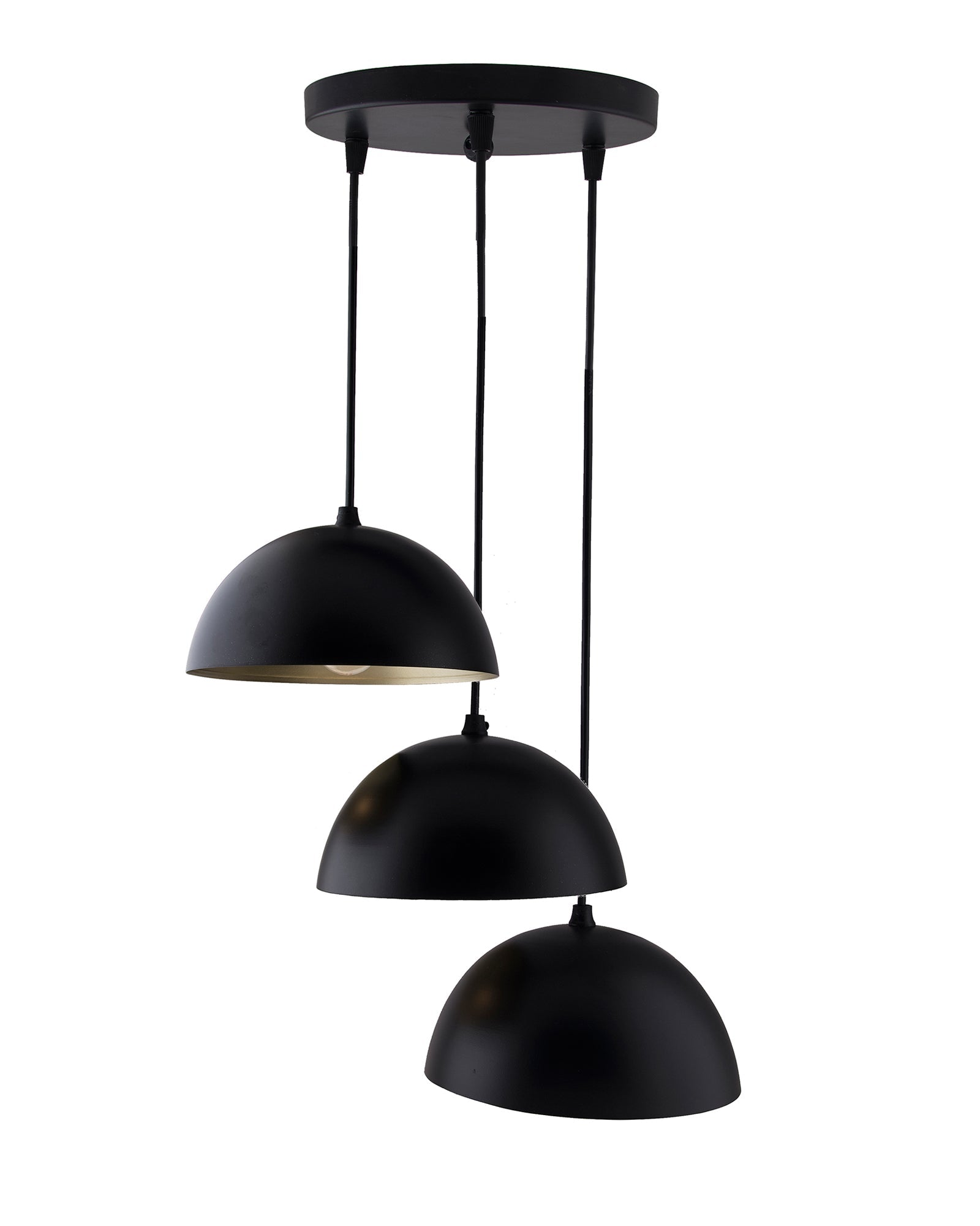 3-lights Round Cluster Chandelier 8" Pendant Hanging Pendant Light with Braided Cord