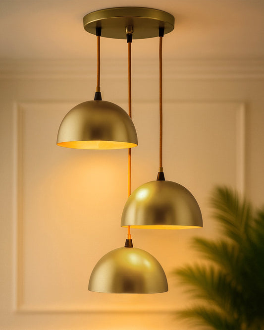 3-lights Round Cluster Chandelier 8" Pendant Hanging Pendant Light with Braided Cord