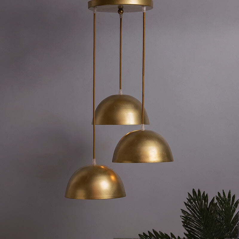 3-lights Round Cluster Chandelier 8" Pendant Hanging Pendant Light with Braided Cord