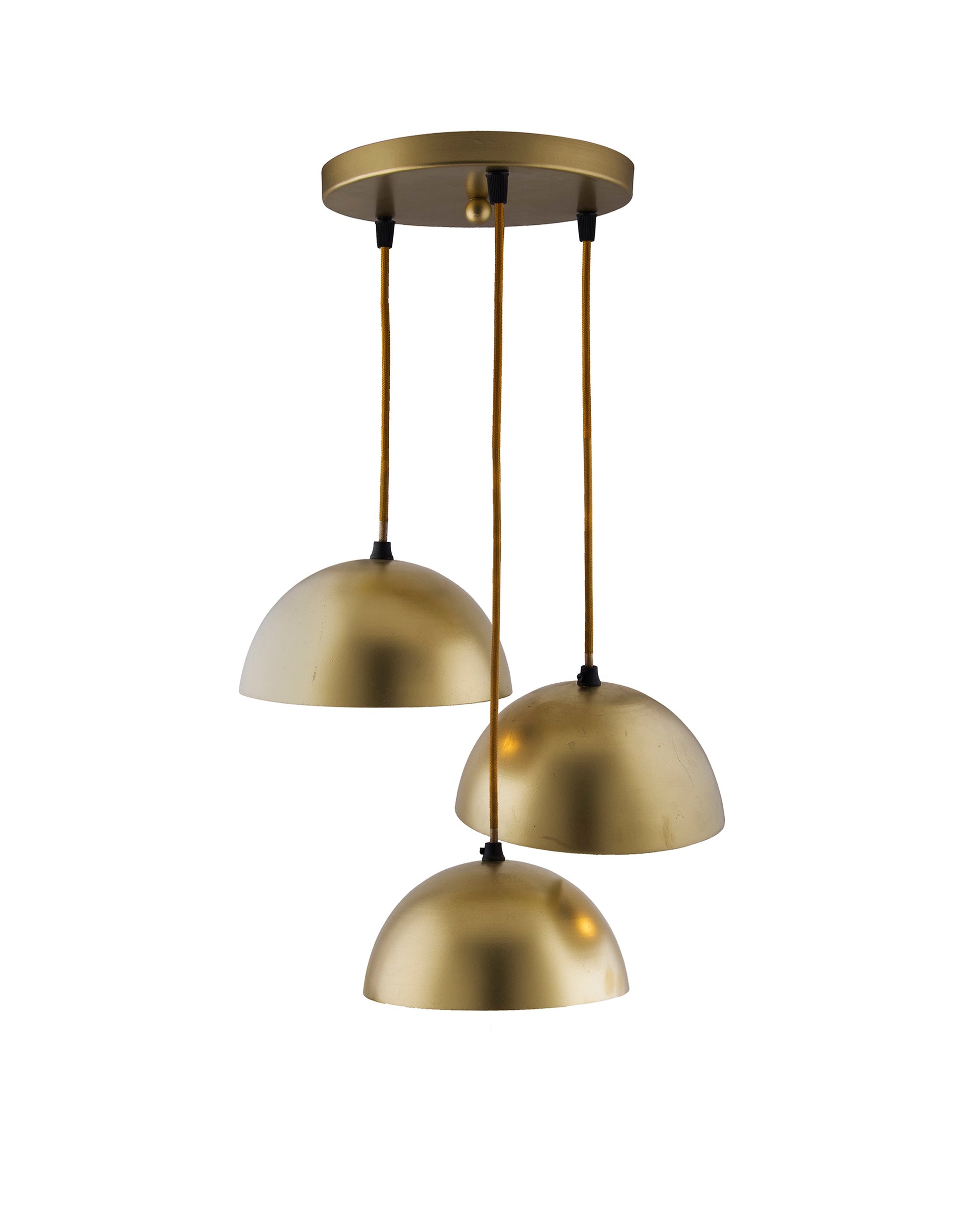 3-lights Round Cluster Chandelier 8" Pendant Hanging Pendant Light with Braided Cord