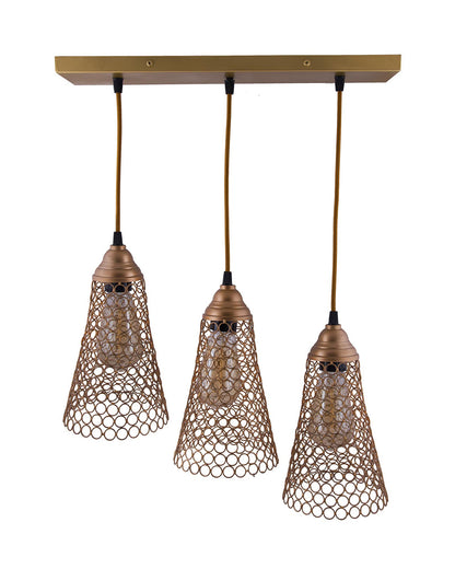 3-lights Linear Cluster Chandelier Cone hanging Pendant Light, kitchen area and dining room light