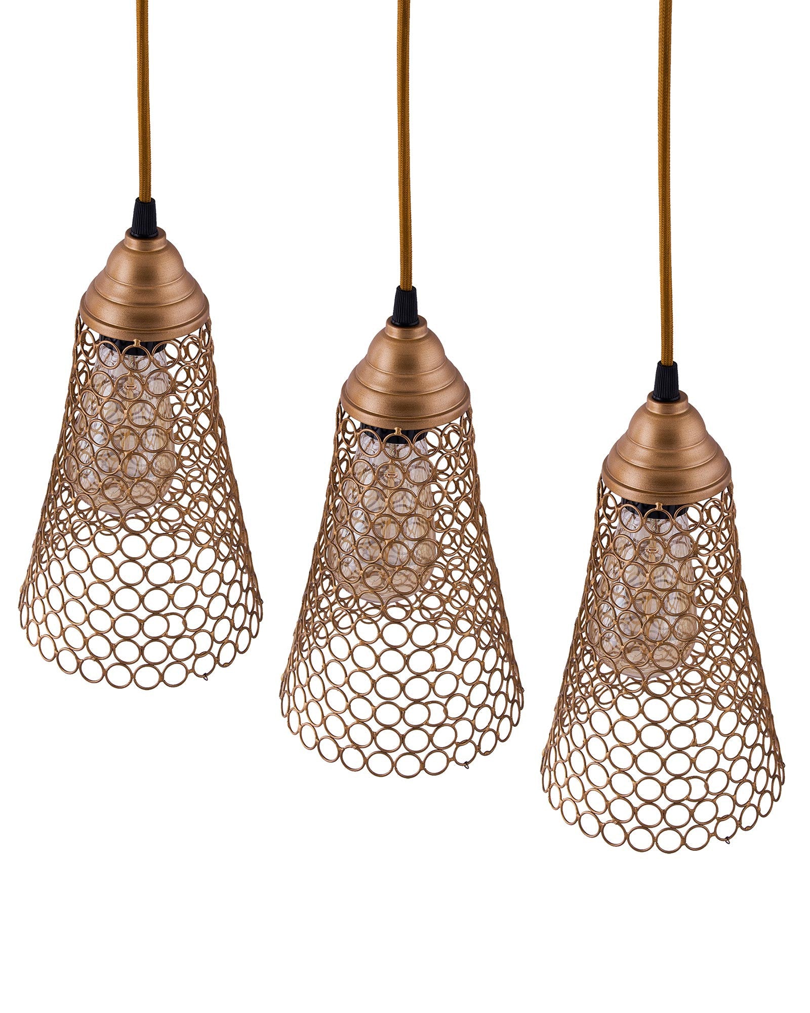 3-lights Linear Cluster Chandelier Cone hanging Pendant Light, kitchen area and dining room light