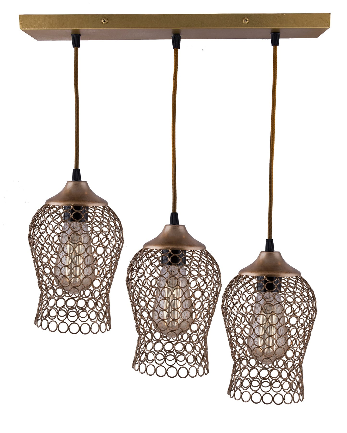 3-lights Linear Cluster Chandelier Chimney hanging Pendant Light, kitchen area and dining room light