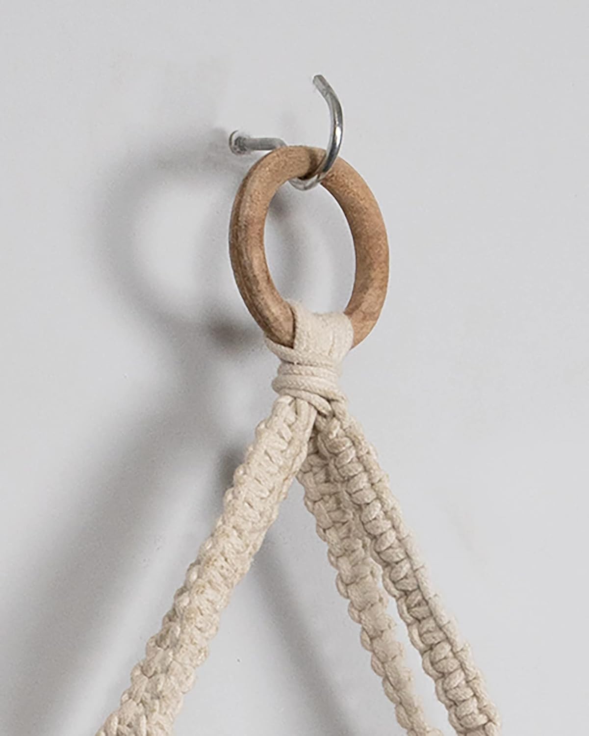 Triangle Rope Hanging Shelves Set of 2, Wood Floating Shelf for Wall Décor Bedroom Bathroom Living Room, Display Shelving for Hanging Plants Photos