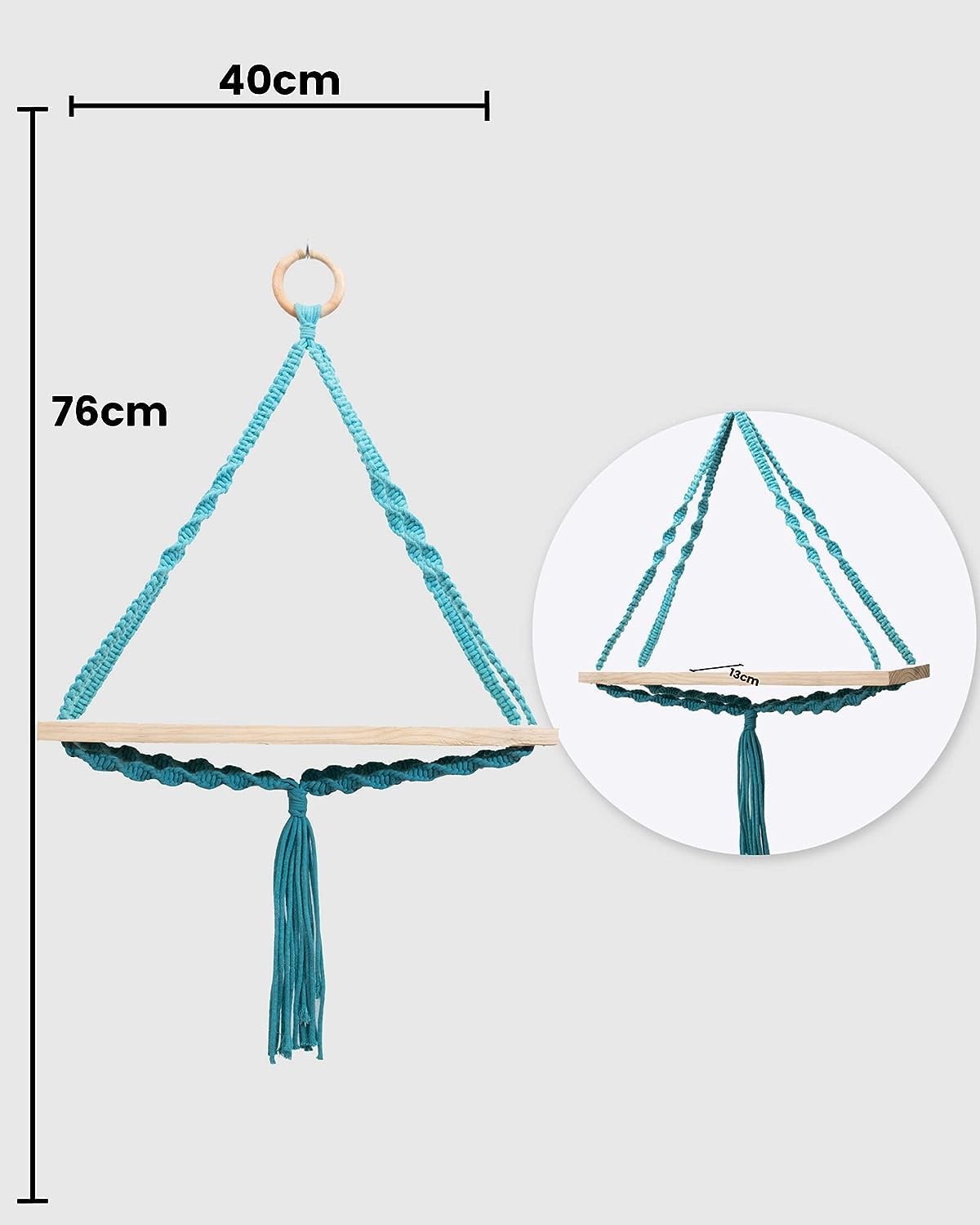 Triangle Rope Hanging Shelves Set of 2, Wood Floating Shelf for Wall Décor Bedroom Bathroom Living Room, Display Shelving for Hanging Plants Photos