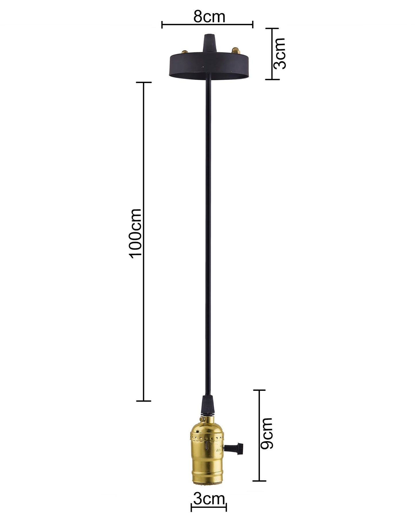 Edison Filaments bulb holder Hanging E27 with switch, Retro Industrial