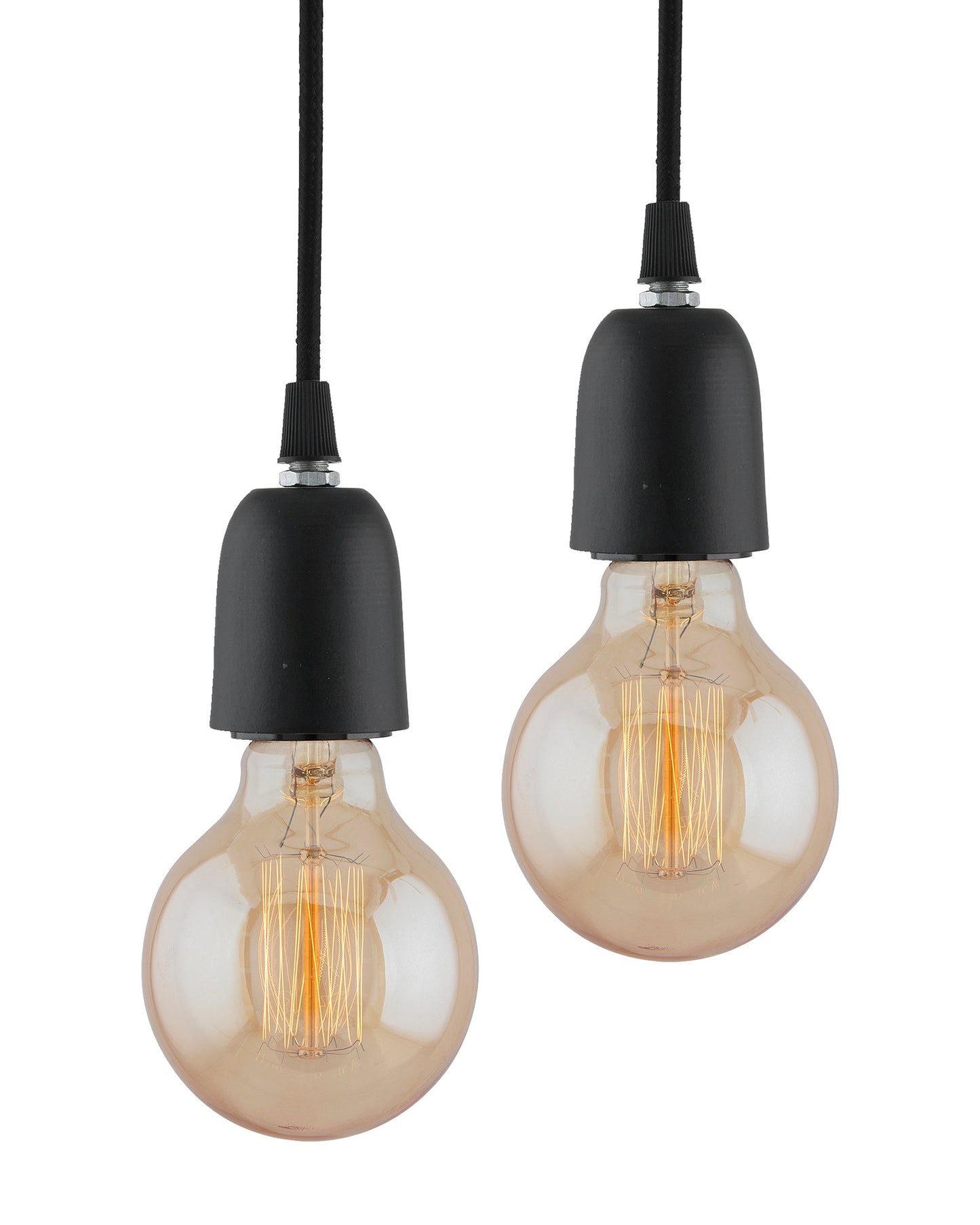 Edison Filament Matt Black Bulb Holder, Urban, retro, nordic style, with fixture, Set of 2