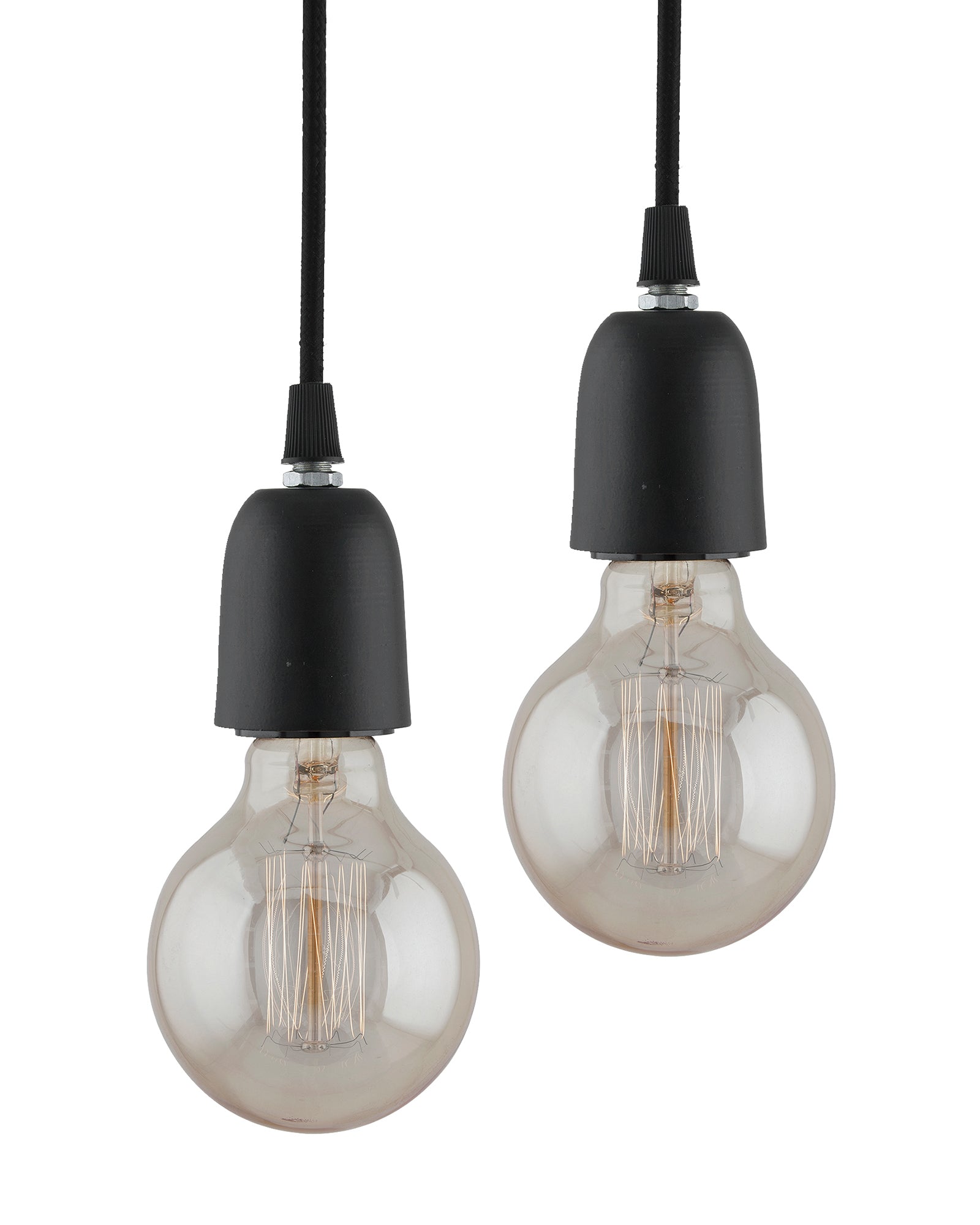 Edison Filament Matt Black Bulb Holder, Urban, retro, nordic style, with fixture, Set of 2