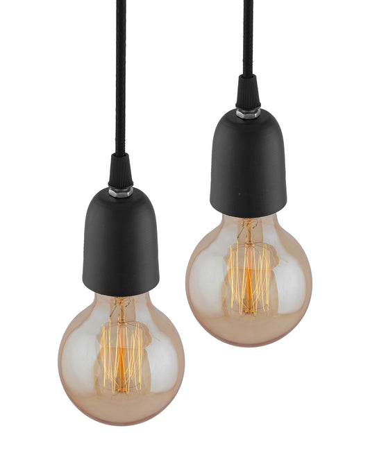 Edison Filament Matt Black Bulb Holder, Urban, retro, nordic style, with fixture, Set of 2