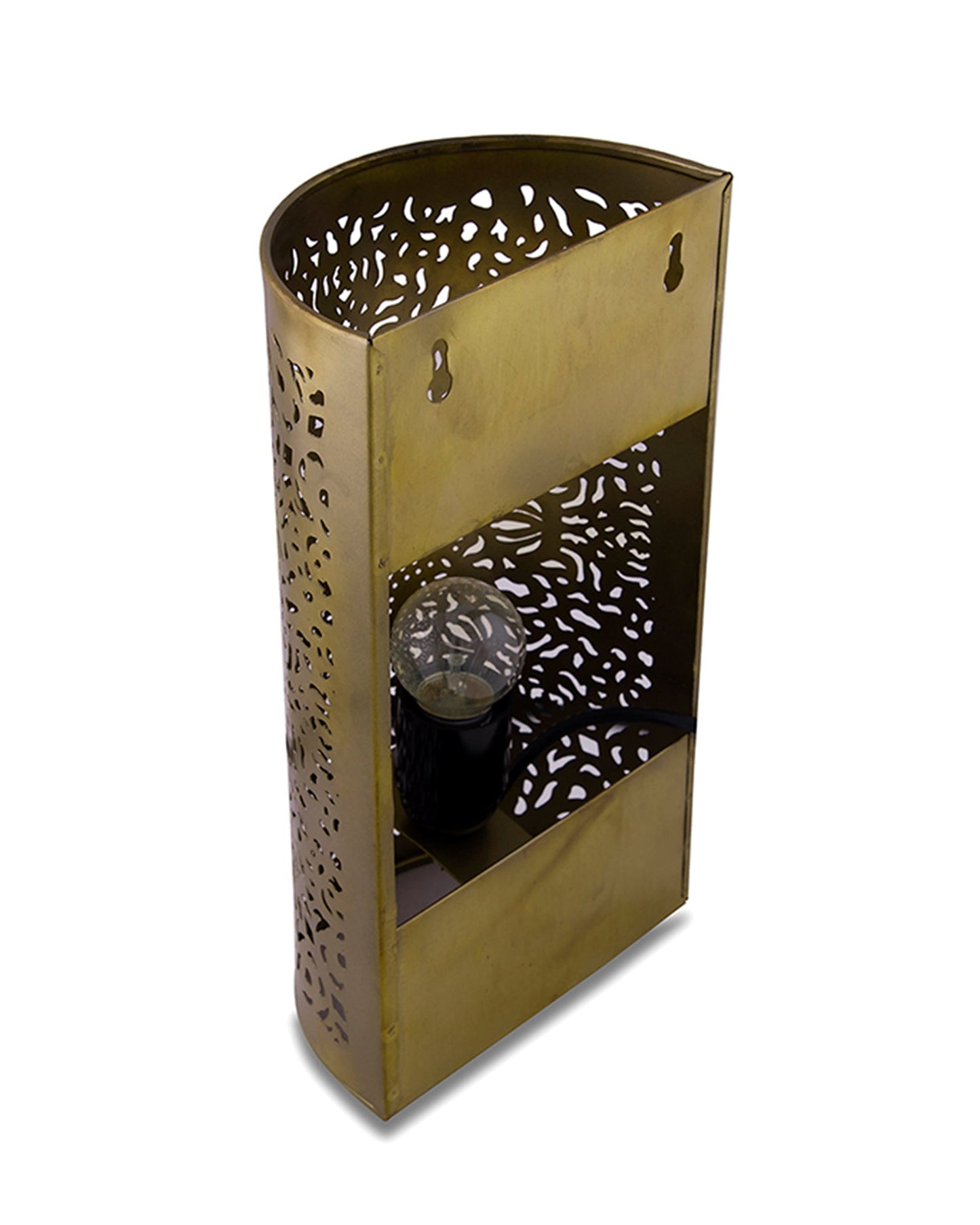Moroccan filgree wall lamp, antique brass finish