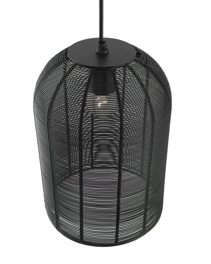 Industrial Metal Hanging Pendant Light, Wire mesh Metal Cage, Black