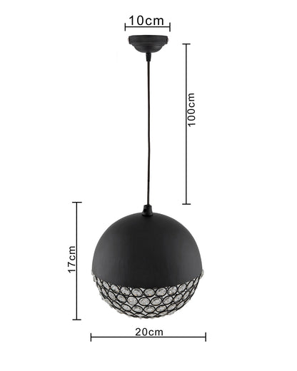 Matt black Crystal hanging globe light, ceiling light, Nordic E27 pendant