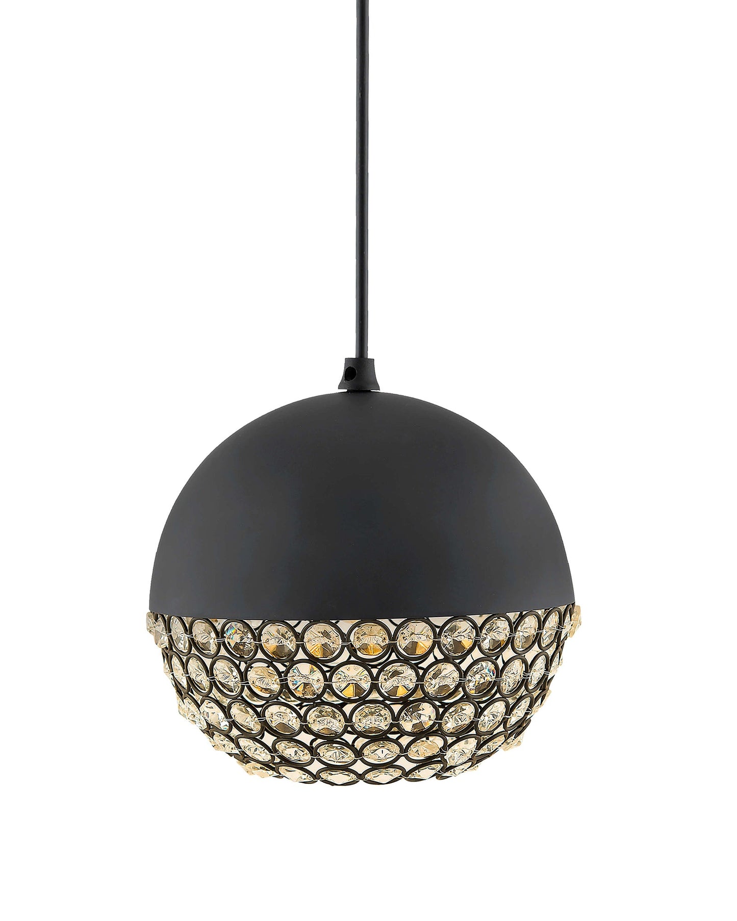 Matt black Crystal hanging globe light, ceiling light, Nordic E27 pendant