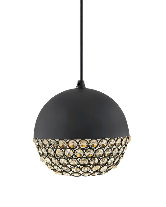 Matt black Crystal hanging globe light, ceiling light, Nordic E27 pendant