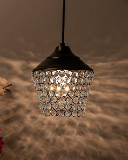 Matt black Crystal hanging lantern light, ceiling light, Nordic E27 pendant