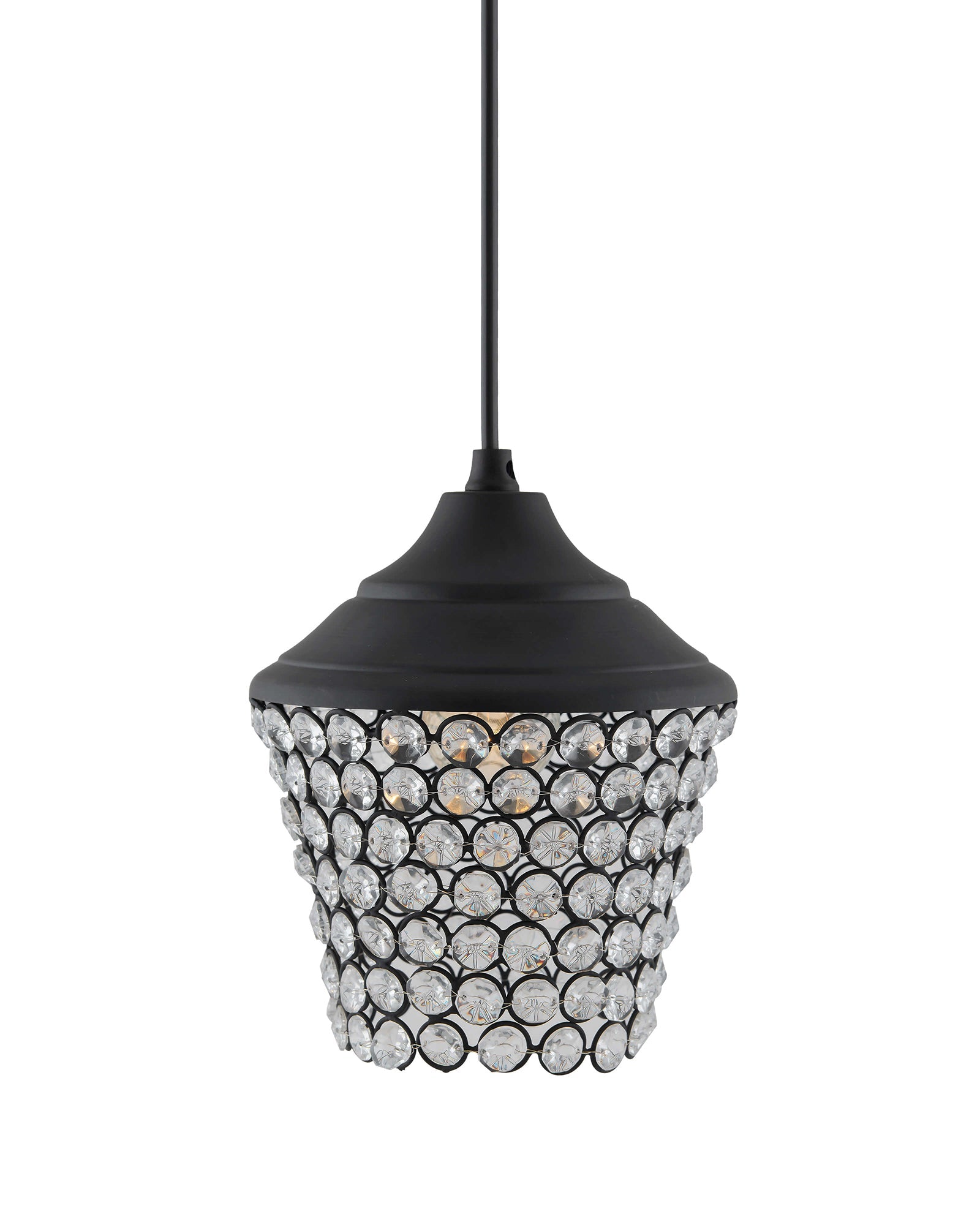 Matt black Crystal hanging lantern light, ceiling light, Nordic E27 pendant