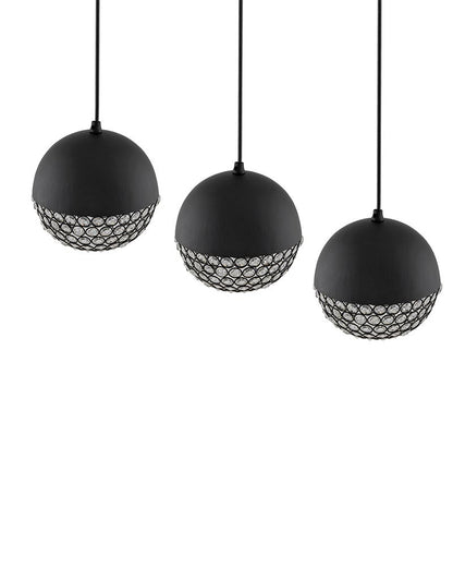 3-lights Linear Cluster Chandelier Crystal hanging globe hanging Pendant Light, kitchen area and dining room light