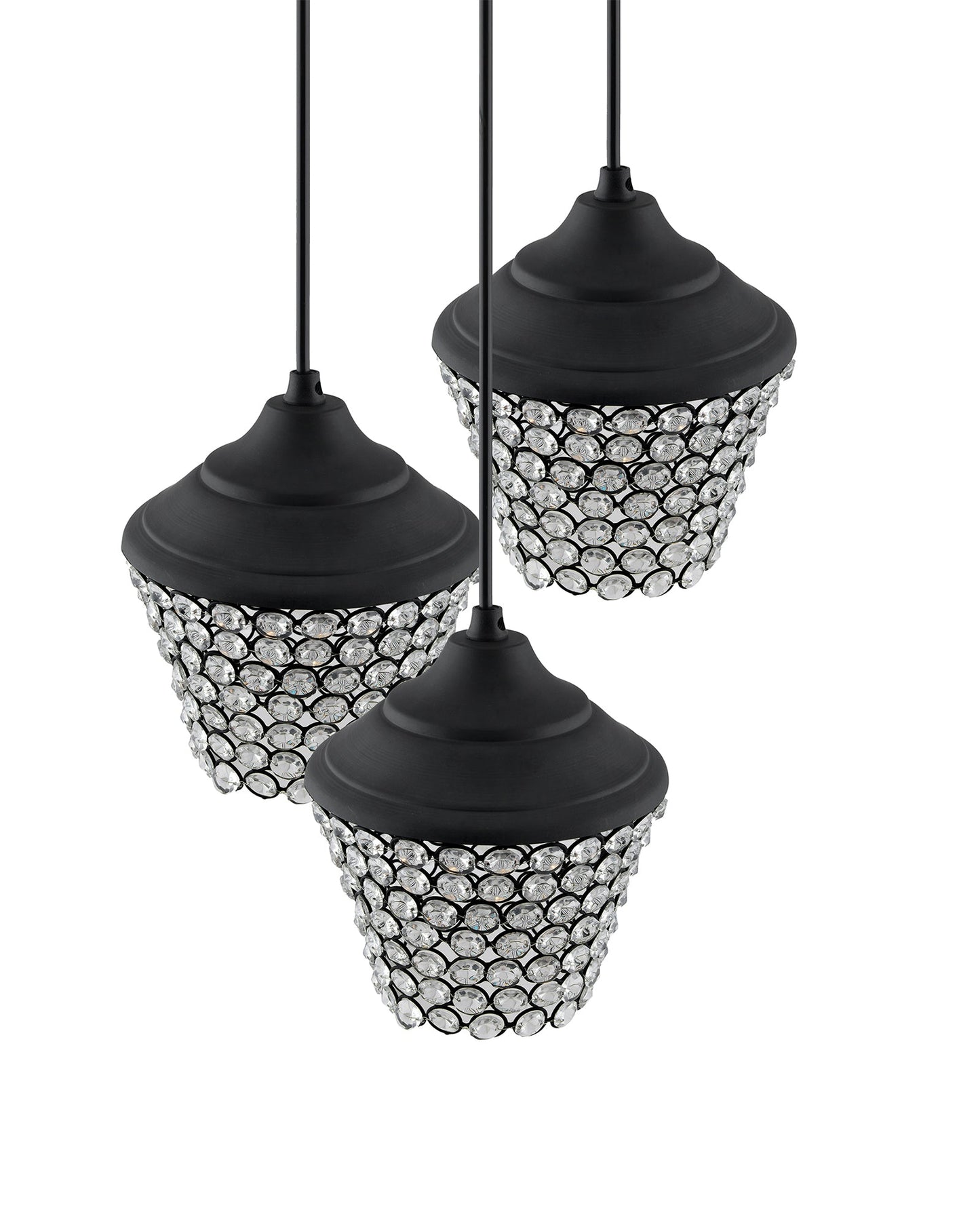 3-lights Round Cluster Chandelier crystal lantern Hanging Pendant Light with Braided Cord