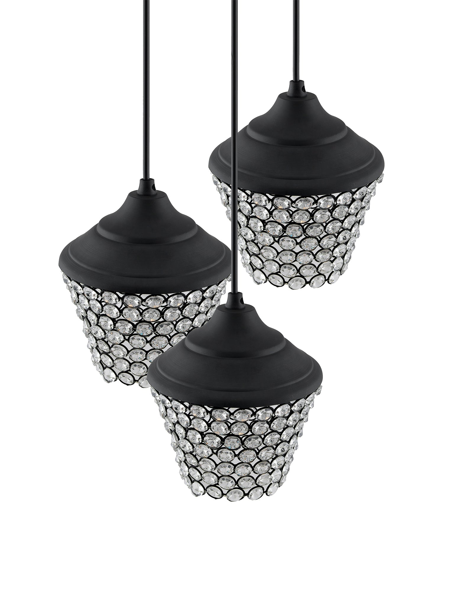 3-lights Round Cluster Chandelier crystal lantern Hanging Pendant Light with Braided Cord