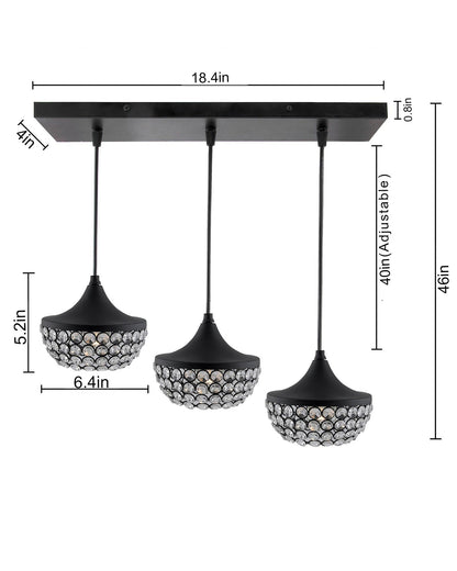 3-lights Linear Cluster Chandelier Crystal hanging goblet Pendant Light, kitchen area and dining room light