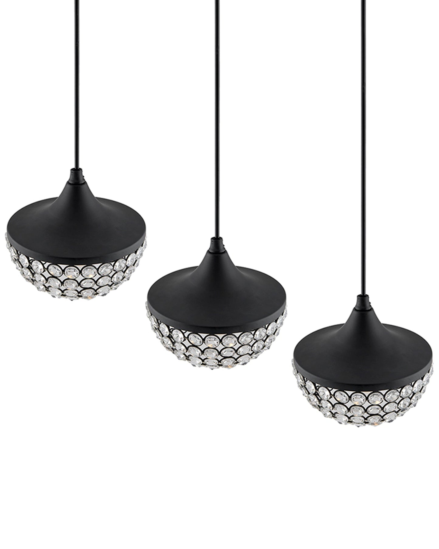 3-lights Linear Cluster Chandelier Crystal hanging goblet Pendant Light, kitchen area and dining room light