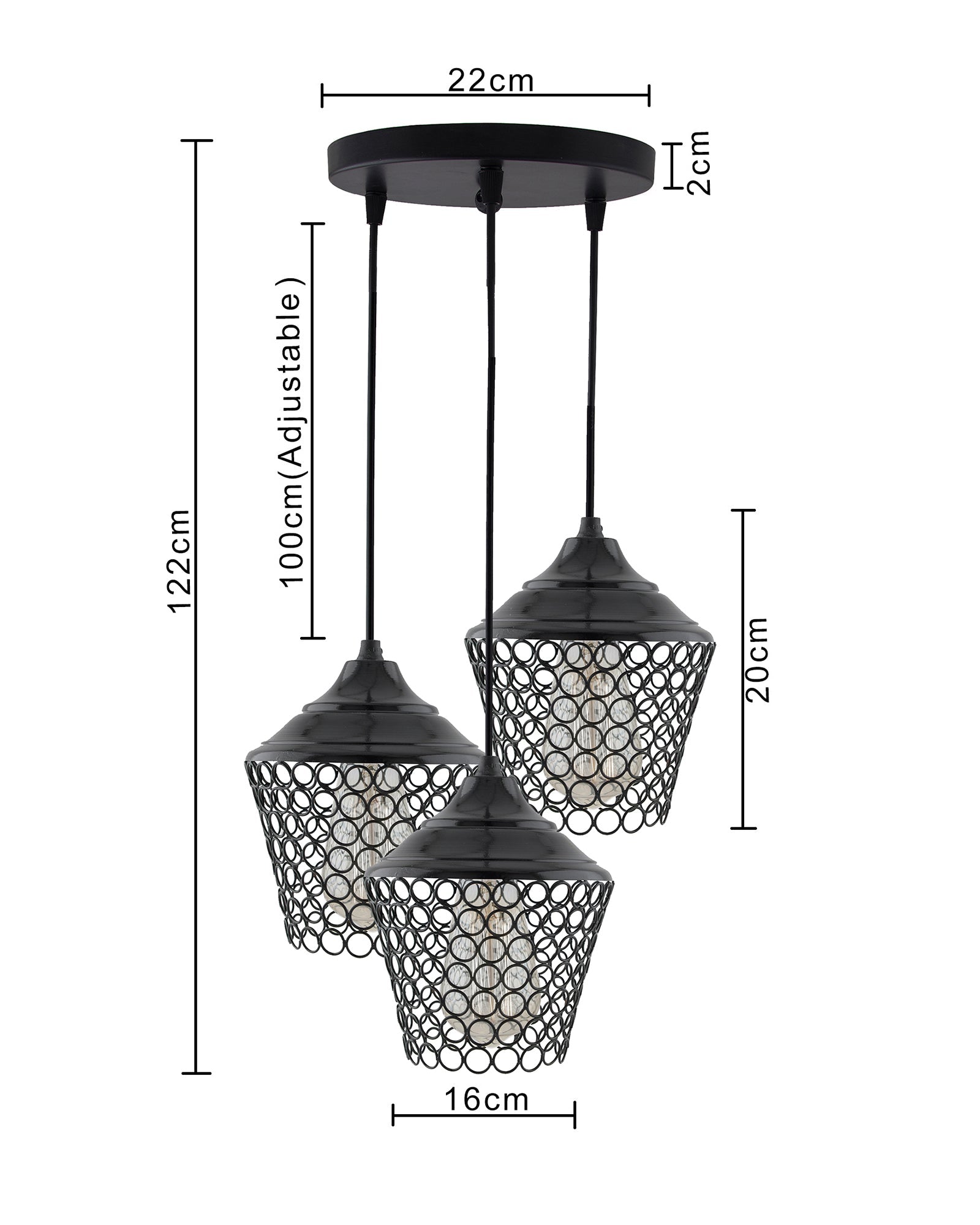 3-lights Round Cluster Chandelier crystal lantern Hanging Pendant Light with Braided Cord