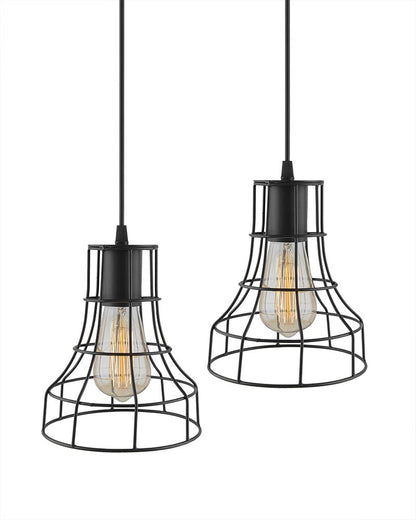 E27 Edison Vintage Black Metal Shade Hanging Light , Set of 2, Pendant Ceiling Light Lamp