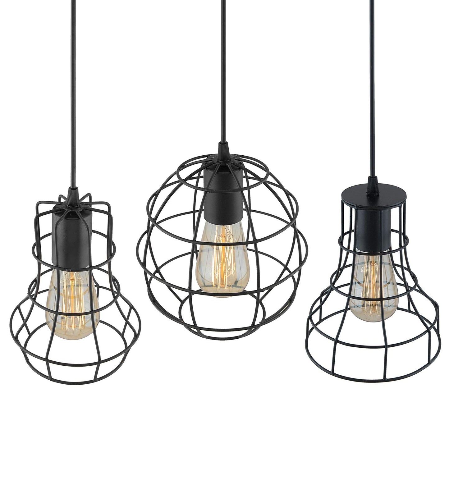 3-lights Linear Cluster Chandelier Metal hanging Pendant Light, kitchen area and dining room light