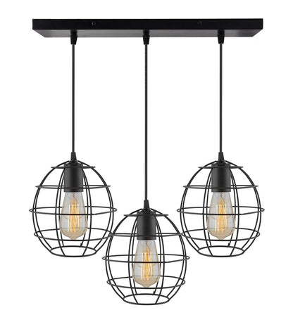 3-lights Linear Cluster Chandelier Metal hanging Pendant Light, kitchen area and dining room light