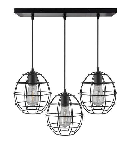 3-lights Linear Cluster Chandelier Metal hanging Pendant Light, kitchen area and dining room light
