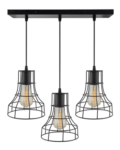 3-lights Linear Cluster Chandelier Metal hanging Pendant Light, kitchen area and dining room light