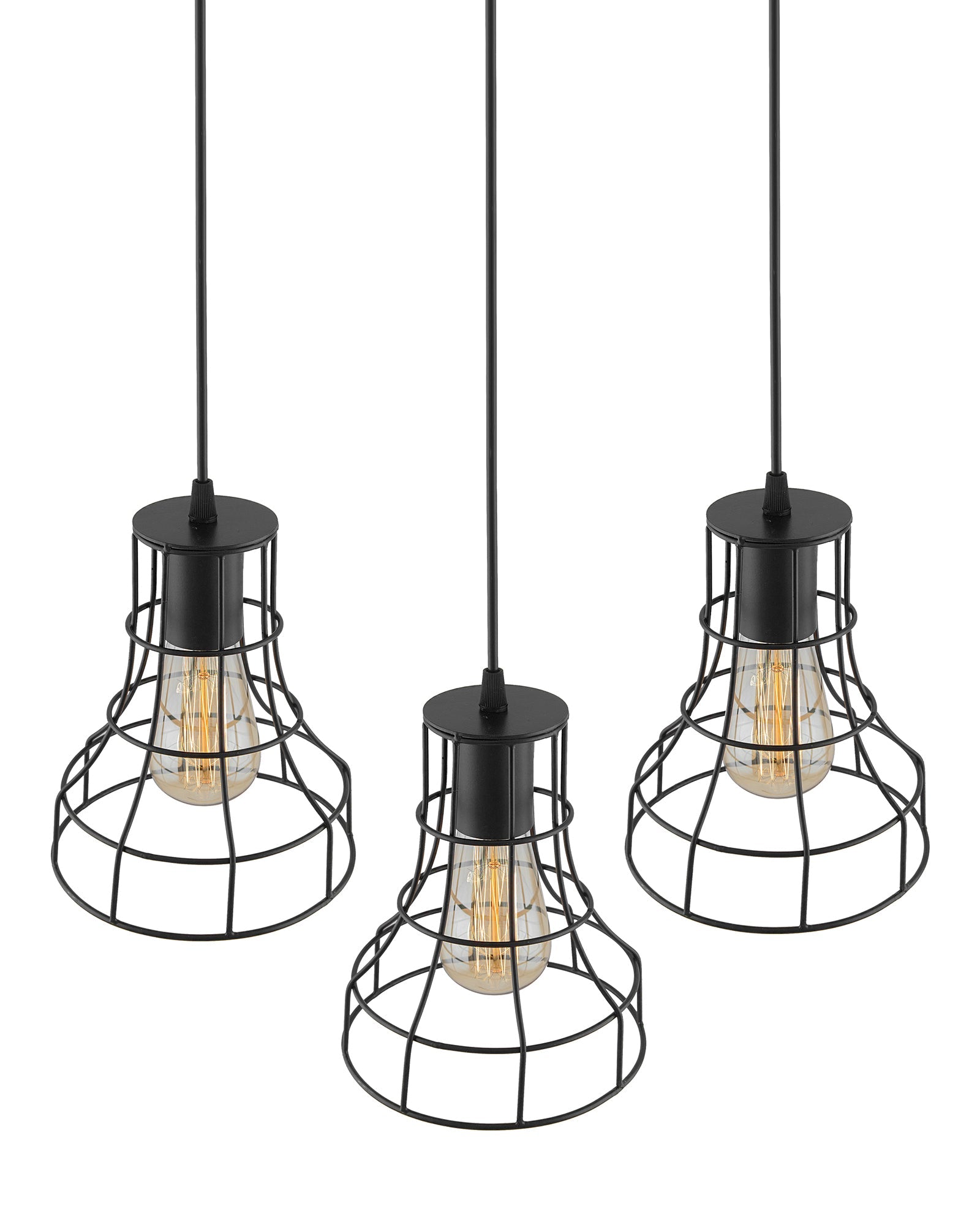 3-lights Linear Cluster Chandelier Metal hanging Pendant Light, kitchen area and dining room light