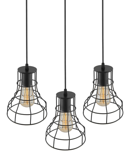 3-lights Linear Cluster Chandelier Metal hanging Pendant Light, kitchen area and dining room light