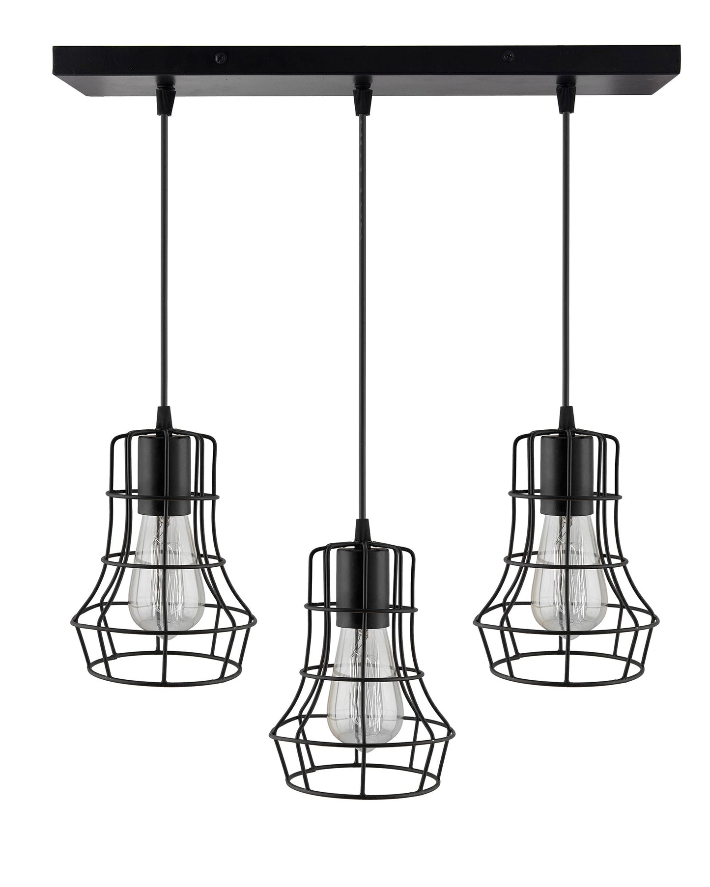 3-lights Linear Cluster Chandelier Metal hanging Pendant Light, kitchen area and dining room light